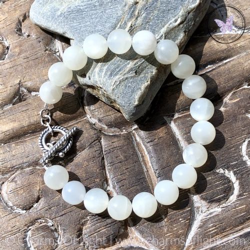 Moonstone Healing Bracelet With Silver Toggle Clasp